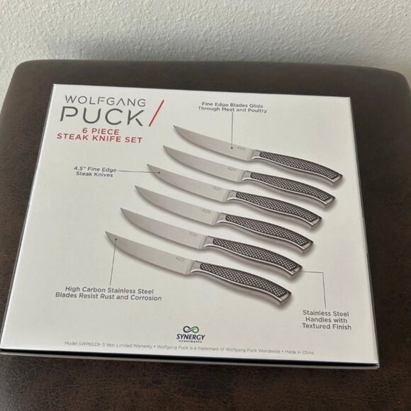 Wolfgang Puck 6 Piece Stainless Steel Steak Knife Set NIB - Picture 2 of 5